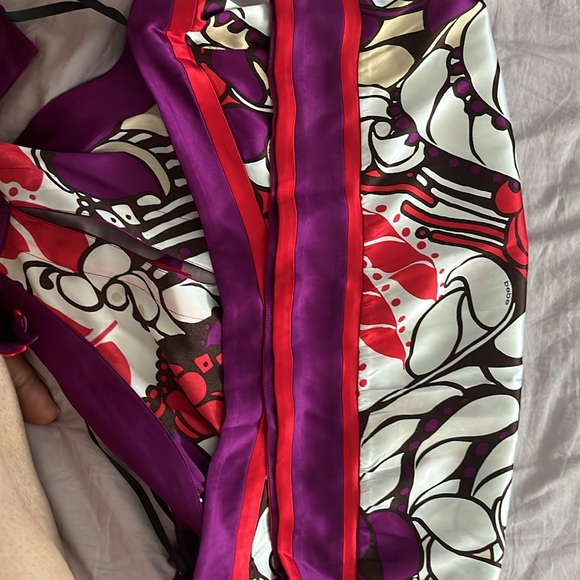 Bebe purple, red, white, brown and beige halter top. - Picture 7 of 13